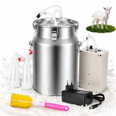 Elektrische Ziegenmelkmaschine 10L mit Pulsator, 2 Silikonbecher 20mm