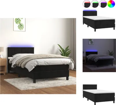 Produktbild von vidaXL Boxspringbett mit Matratze & LED Schwarz 90x190 cm Samt -  Betten & Bettgestelle