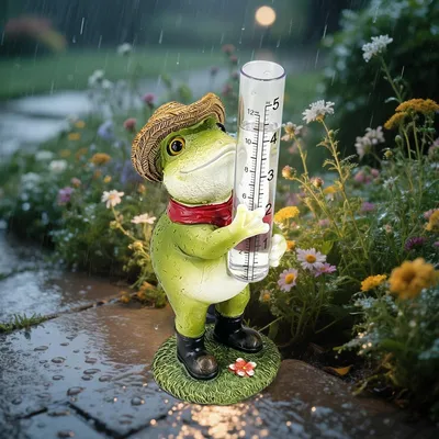 Produktbild von Dekorativer Regenmesser Garten Frosch Design, Glas Regenmessgerät wetterfest, Gartendeko & Geschenk für Gartenliebhaber & Hobbygärtner
