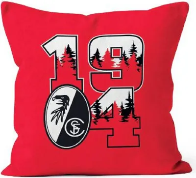 Produktbild von SC Freiburg Kissen 1904 mit Vereinswappen, 40 x 40 cm, Füllung aus recyceltem Polyester