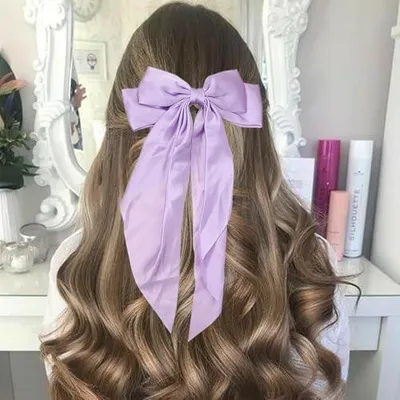 Produktbild von Satin-Haarspange mit Schleife und elastisches Schleifen-Haargummi, 1 Stück je Ausführung, süße Haar-Accessoires für Pferdeschwänze und Frisuren