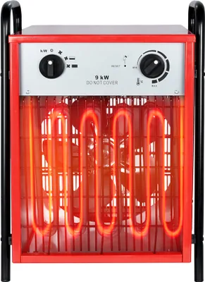 Obrázok produktu pre LARS360 ohrievač ventilátora elektrický ohrievač 9KW 400V s červeným krytom, stavebný ohrievač sálavý ohrievač ohrievač ventilátora s termostatom a 4 nastaveniami tepla