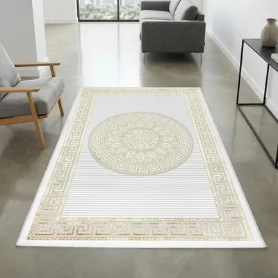 Zdjęcie produktu dla Dywan z orientalną nutą | | białe złoto Rozmiar - 60 x 110 cm
