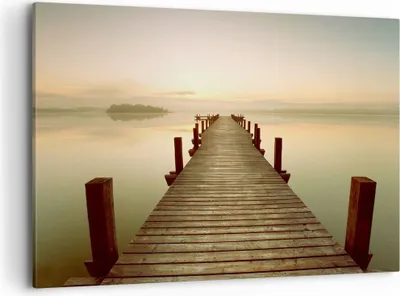 Produktbild von Bild auf Leinwand - Leinwandbild - Brücke See - 120x80cm - Wand Bild - Wanddeko - Wandbilder - Leinwanddruck - Bilder - Kunstdruck - Wanddekoration - Leinwand bilder - Wandkunst - AA120x80-3625