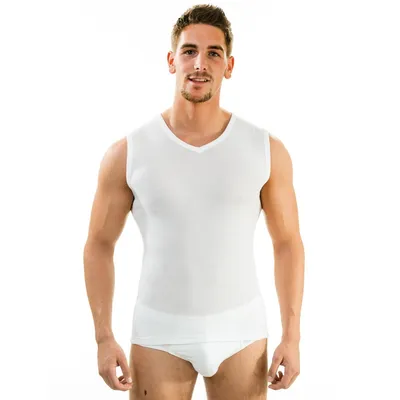 Produktbild von HERMKO 63050 Herren Funktions Tank Top mit V-Ausschnitt Funktionsunterwäsche Unterhemd aktiv schnelltrocknend Muskelshirt, Größe:D 12 = EU 6XL, Farbe:weiß