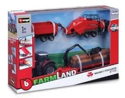 Obrázek produktu pro BBURAGO Model Massey Ferguson 8740S Traktor se 3 přívěsy Dárková sada
