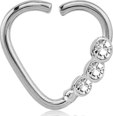 Produktbild von viva-adorno Knorpel Piercing Herz Kristall Ohrpiercing Helix Cartilage Tragus 316L Chirurgenstahl verschiedene Farben Z490,Herz 3x silber / klar