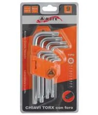 Produktbild von Torx-Schraubendreher, Innensechskant, kurzer Schaft, Chrom-Vanadium-Stahl, 9-teiliges Set