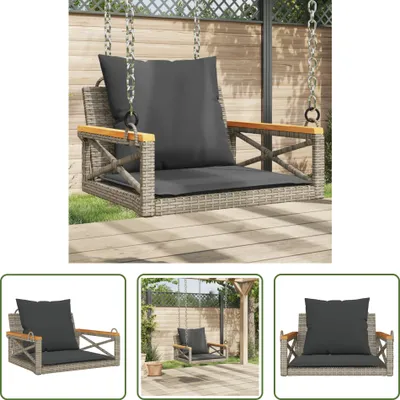 Obrázok produktu pre The Living Store Závesné kreslo s vankúšom Grey 63x62x40 cm Poly ratan