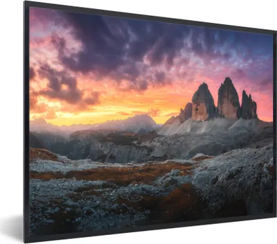 Produktbild von MuchoWow® Gerahmtes Poster Felsen - Berg - Sonnenuntergang - Landschaft 40x30 cm - Poster mit Schwarzem Bilderrahmen Wandposter Rahmen Foto Bilder - Kunstposter - Wanddekorationen