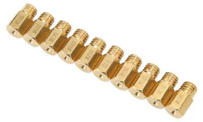 Zdjęcie produktu dla Zestaw 10 sztuk metalowych dysz głównych do gaźników Mikuni VM, TM i TMX, gwint 5,2 x 0,75 mm