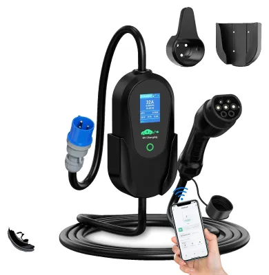 Immagine prodotto di Caricabatterie per veicoli elettrici, controllo tramite app intelligente, corrente di carica regolabile, cavo da 5 m tipo 2