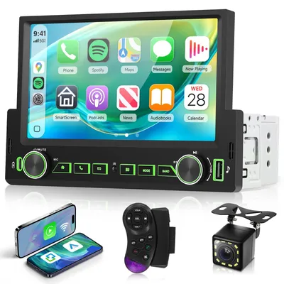 Image de 1. Autoradio avec Carplay et Android Auto sans fil, écran tactile de 7 pouces