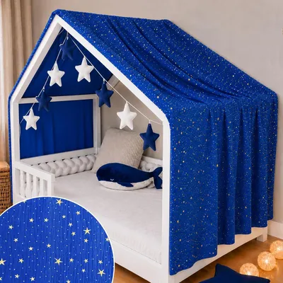 Image de Tente pour lit en hauteur, en mousseline de coton 100%, dimensions 130x320 cm, pour chambre d'enfant