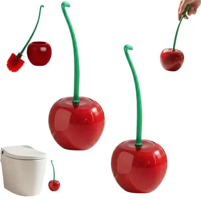 Produktbild von Toilettenbürsten-Set Kirschenform, 2 Stück, mit Halter, für das Badezimmer