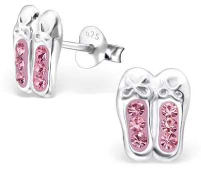 Produktbild von Kinderohrstecker: Mädchen Ohrringe Silber „Ballettschuhe rosa“
