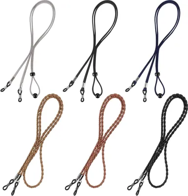 Produktbild von 6 Stück Brillenband Leder, Brillenbänder Universal Brillenkette Aus WildKunstleder Brillenbänder PolyurethanBrillenkordel Glasses Chain Premium Leder Brillenhalter Um Den Hals Für Männer Und Frauen, 2 Stile