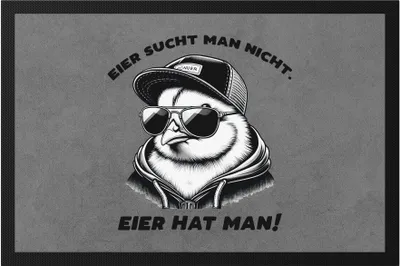 Produktbild von Eier sucht man nicht Eier hat man Cooles Küken Fußmatte - Lustiges Geschenk