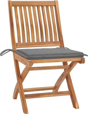 Productafbeelding van vidaXL Klapstoelen met kussens, 4-delig, massief teak hout