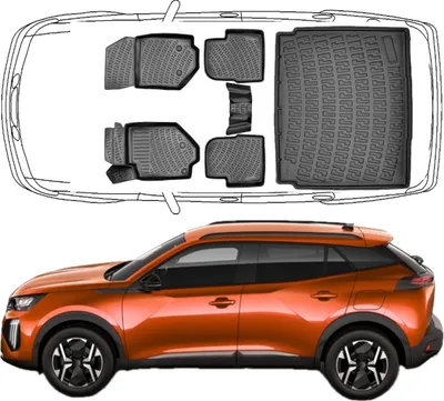 Produktbild von 3D Fußmatten & Untere Kofferraumwanne Auto Set Kompatibel mit Peugeot 2008 2.Gen 2019 - 2025