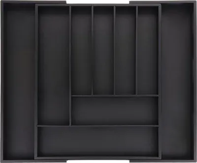 Produktbild von Famanu Besteckkasten Organizer - Ausziehbar, 33,5 - 49,5 cm, 9 Fächer, Bambus, Schwarz