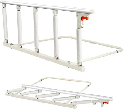 Produktbild von Geländer für Betten – Sturzschutz für Betten – Für einen sicheren Schlaf – Inklusive 6 Meter Befestigungsband – 118 cm Länge – Grau