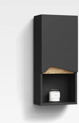 Produktbild von Badschrank Timavo, Anthrazit, 30 x 67 cm mit Tür und offenem Fach