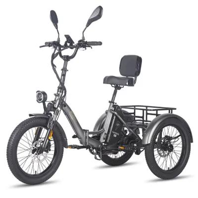 Produktbild von Fat Klapprad E-Bike Lastenfahrrad 20 Zoll 48V 23.5Ah Akku, Hydraulische Scheibenbremsen Elektrofahrrad, Elektro Lastenfahrrad 180kg, E Bike Dreirad