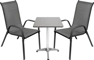 Image de set de balcon 3 pièces Bistro table + 2 chaises empilables 60x60xH70cm