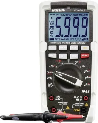 Obrázek produktu pro VOLTCRAFT VC-450 E Ruční multimetr digitální Vodotěsný (IP65) CAT III 1000 V, CAT IV 600 V Displej (počty): 6000 (VC-450 E)