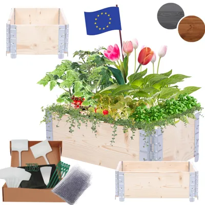 Produktbild von MODO24 Hochbeet Holz, Pflanzrahmen, Kräuterbeet, Gemüsebeet, Massivholz Kiefer, Garten, 20x60x40 cm, Natur Imprägniert, ZP10