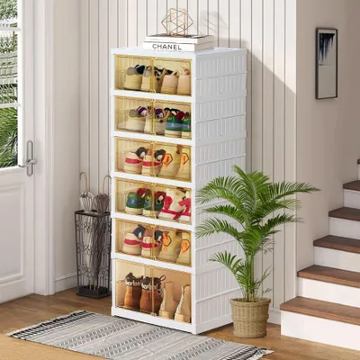 Klappbare Schuhbox 6 Lagen transparent mit Magnetverschluss