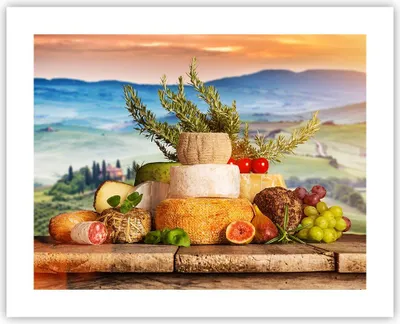 Produktbild von Poster - Poster ohne Rahmen - Toskana Käse Obst Italien - 50x40 cm - Wand Bild - Wanddeko - Wandbilder - Kunstposter - Wandposter - Bilder - Kunstdruck - Wanddekoration - Wandbild - P2XAA50x40-2902