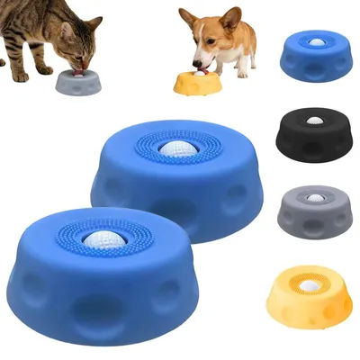 Produktbild von Interaktiver Slow Feeder Napf 2 Stück Rollball Leckmatte Hunde Katzen Nassfutter Anti-Rutsch Saugbasis Beschäftigungsspielzeug