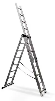 Image de Échelle transformable 3 plans 2,25 à 5 m - aluminium - 3 x 8 échelons