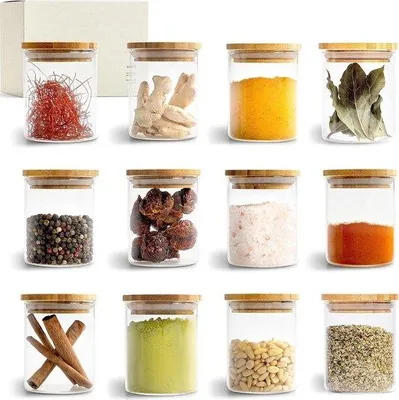 Produktbild von Famanu Gewürzgläser Stapelbar 150ml Set von 12 - Gewürzbehälter Organizer