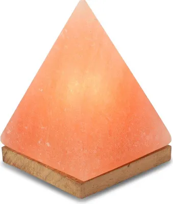 Produktbild von HAF Rosa Salzlampe Pyramide aus echtem Kristallsalz | Salzkristalllampe in Naturform | Salzsteinlampe auf Holzsockel aus der Salt Range Punjab