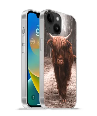 Produktbild von MuchoWow® Handyhülle Schutzhülle Hülle für Apple iPhone 14 - Softcase Schottischer Hochländer - Wald - Kuh - Tiere - Natur Silikon Softcase Handy Hülle - Mobiltelefonhülle