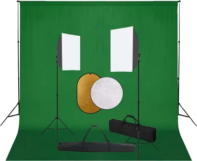 Produktbild von Fotostudio-Set mit Softboxen, Hintergrundsystem und Reflektor