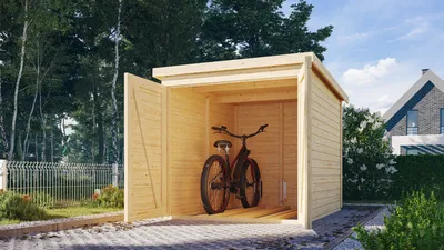 Produktbild von Karibu Gartenhaus Fahrradunterstand Fahrradgarage 3 naturbelassen 163x217x167 cm