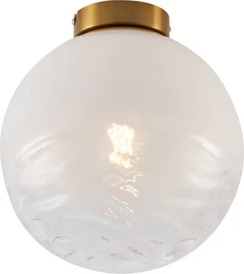 Produktbild von QAZQA - Design Deckenleuchte I Deckenlampe I Lampe I Leuchte Messing mit weißem Verlaufsglas - Pillon I Wohnzimmer I Schlafzimmer - Kugel I Kugelförmig - LED geeignet E27