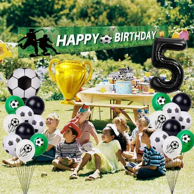 Immagine prodotto di Palloncini compleanno calcio 8 anni - Decorazione per festa a tema calcio
