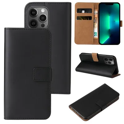 Produktbild von Handyhülle für Apple iPhone 13 Pro Klapphülle Bookcase Flip Cover Hülle Handy Tasche Etui Farbe: Schwarz