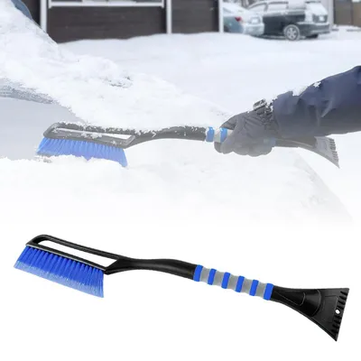 Image de Grattouille pour voiture avec balai, amovible, poignée ergonomique antidérapante, fonction brise-glace