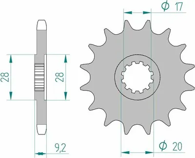 Produktbild von AFAM Stahl Standard Ritzel vorne - 428
