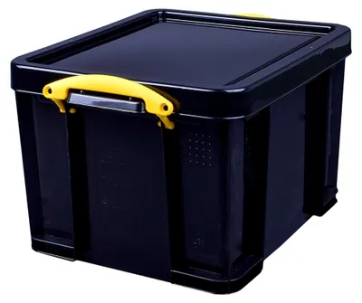 Produktbild von Robuste Kunststoff-Aufbewahrungsbox, recycelt, stapelbar, 35 Liter, 390 x 480 x 310 mm, schwarz