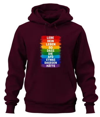 Produktbild von Lebe dein Leben so dass die AfD etwas dagegen Sarkasmus Hoodie Kapuzenpullover, Burgundy, XXL