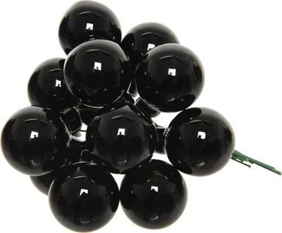 Produktbild von Weihnachtskugeln am Draht 2,5cm Glas 12 Stück - Schwarz glänzend
