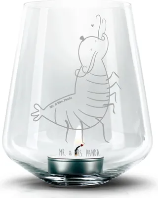 Produktbild von Mr. & Mrs. Panda Laterne Garnele Franzose - Transparent - Geschenk, Glas Windlicht, Meer, Teelichthalter, Französisch, gravur, Krabbe, Kerzenhalter