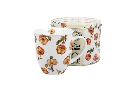 Produktbild von DUO FLORAL Becher 400 ml WILD POPPIES in Metalldose, New Bone China Porzellan